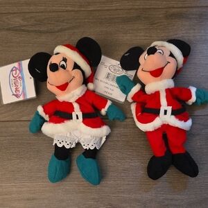 Disney Festive Red Mickey and Minnie Plush Duo
